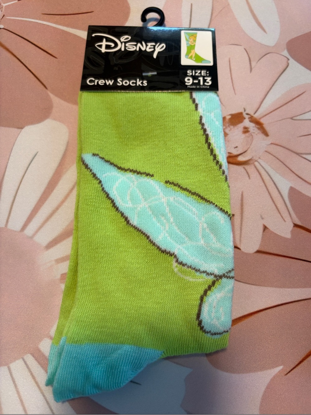 Disney Men’s Crew Socks - Lime Green with Light Blue Accents